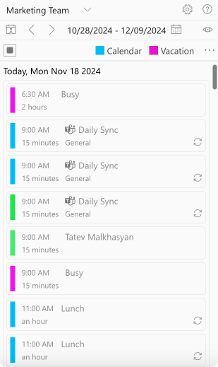 Pic. 12. Sample Virto Calendar Mini Calendar view.