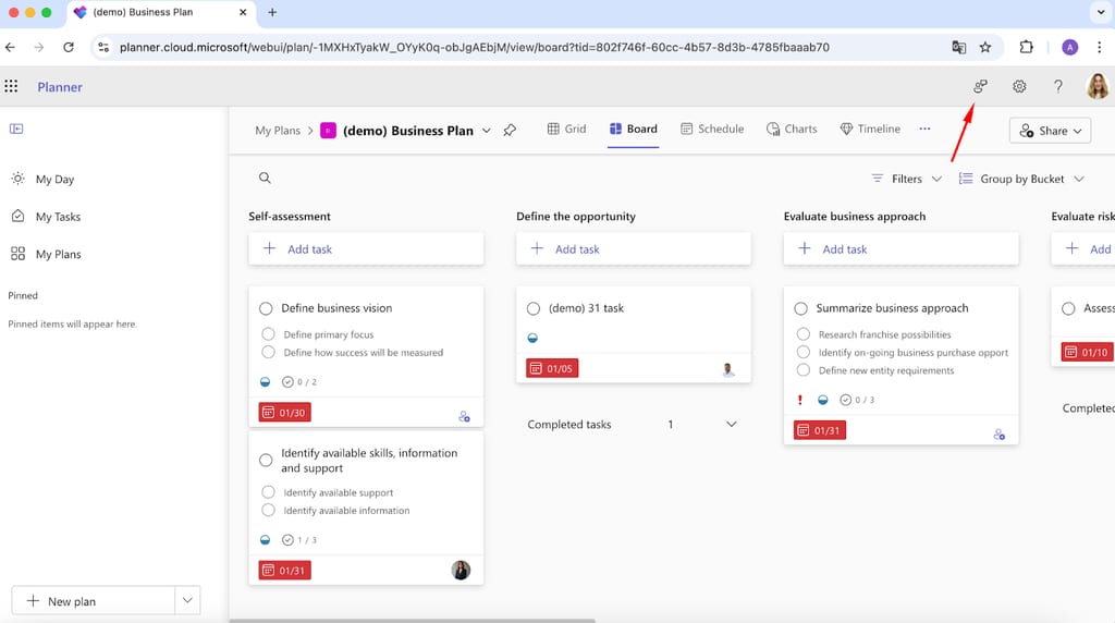 Pic. 7. Example of sharing feedback in the new Microsoft Planner.