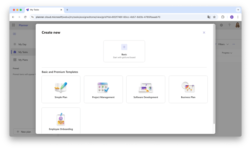 Pic. 4. Example of templates for quick task creation.