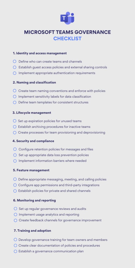 Pic. 4. Microsoft Teams Governance Checklist.