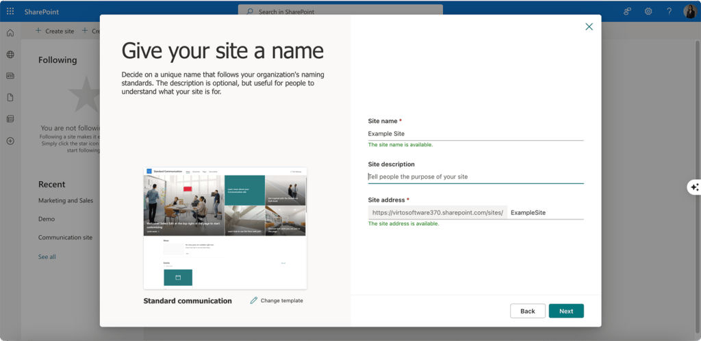 Naming your site
