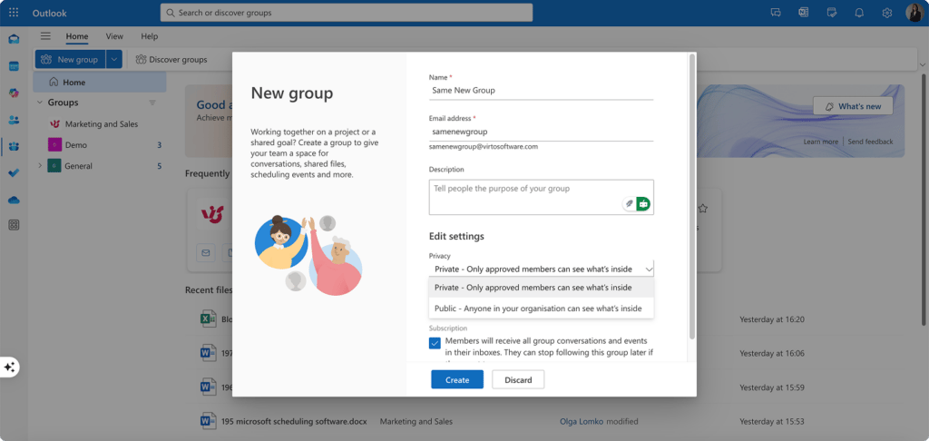 Naming your group and editing privacy settings