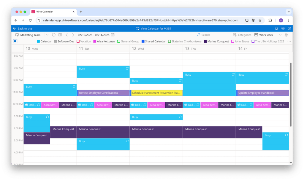 Virto Calendar App example