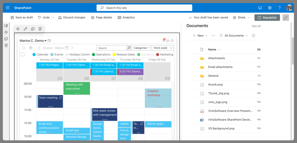 Virto Calendar App for SharePoint & Microsoft 365.