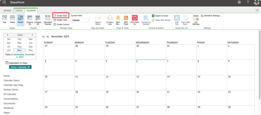 Pic. 13. Navigating to “Create View” in calendar settings.