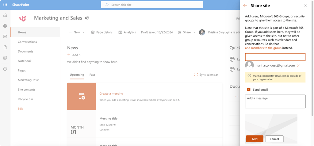 Pic. 18. Sharing your site with others.