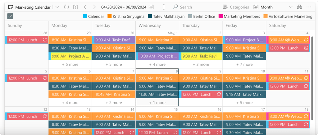 Adding meeting rooms in the Virto Calendar.