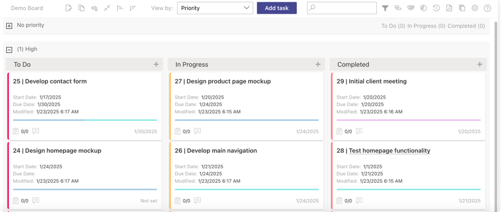 Pic. 5. Example Virto Kanban Board.