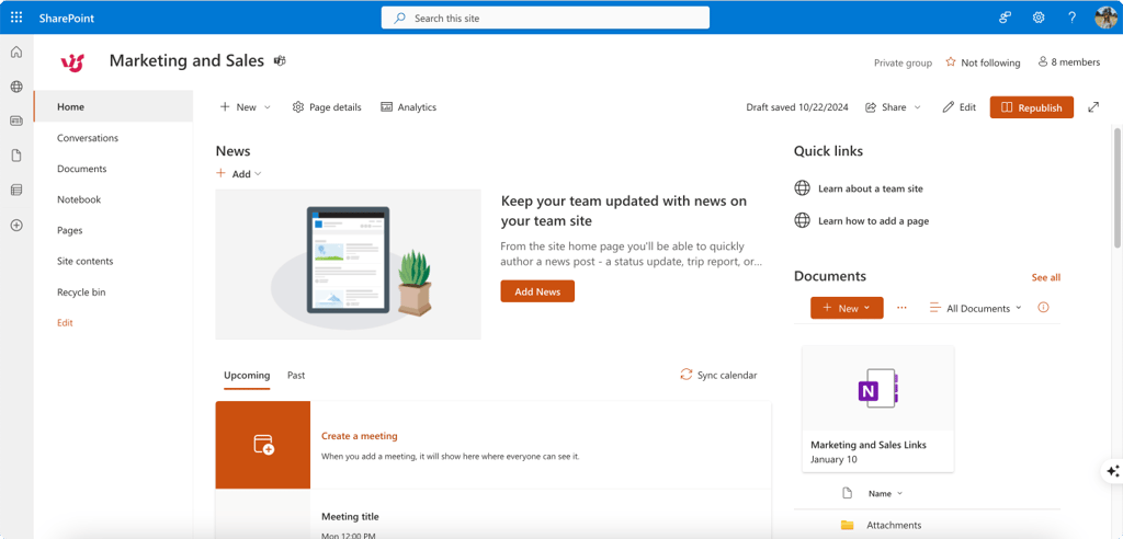 Pic. 1. SharePoint modern site example.