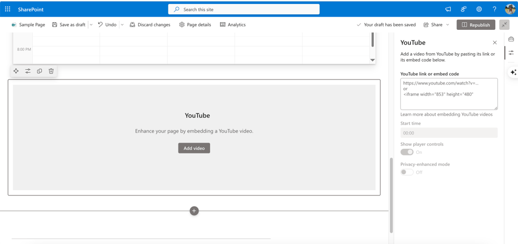 Pic. 10. Embedding a YouTube video.