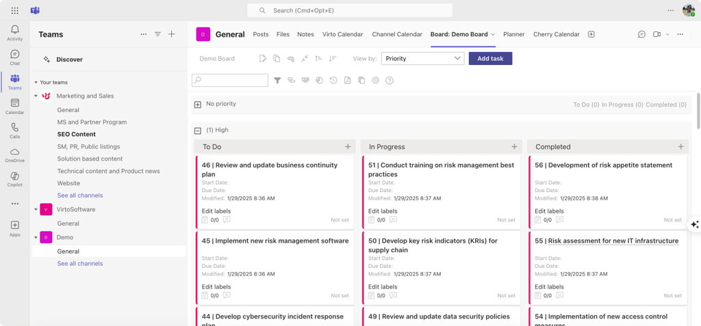Pic. 7. Example Kanban Board in Teams.