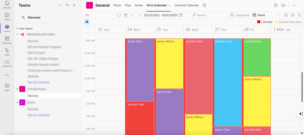 Pic. 10. Sample Virto Calendar within Teams.