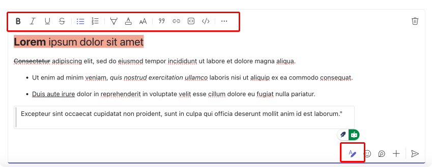 Pic. 8. Formatting a message in a chat.