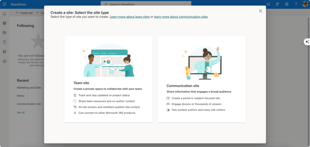 Pic. 5. Choosing site type.