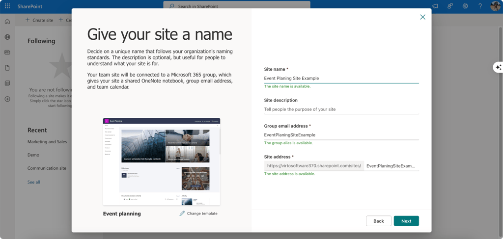 Pic. 6. Naming your site.