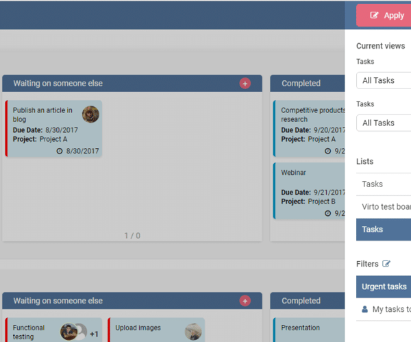 Virto Kanban Board App Update 11/2017