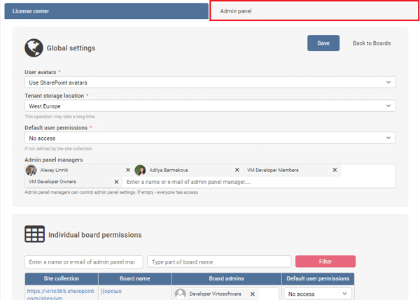 Virto SharePoint Kanban Online Updated the Permissions Management Model