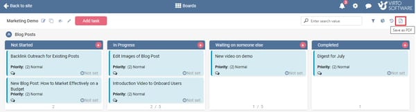 Save to PDF Option for Kanban Board Office 365 App